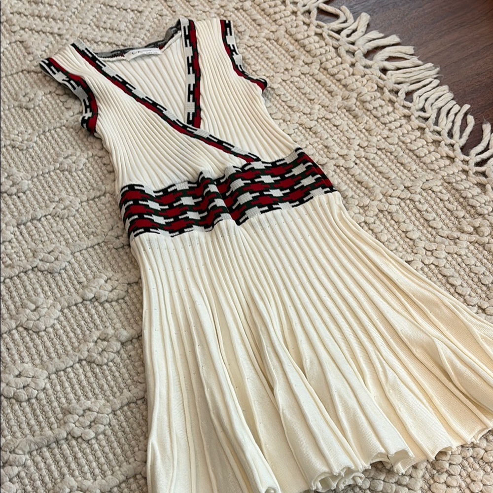 Black and White Sleeveless Fit and Flare Midi Dress